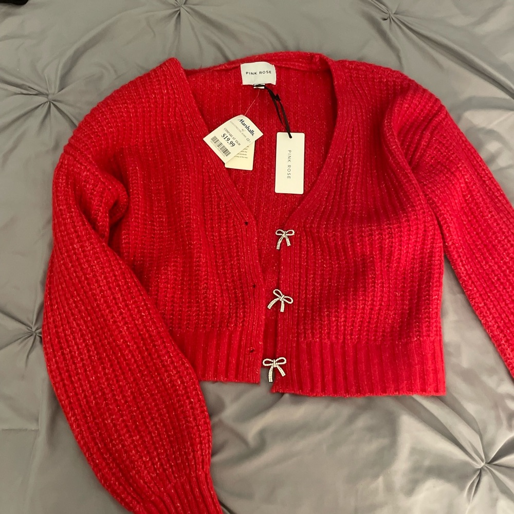 Pink Rose Women's Vibrant Red Cardigan